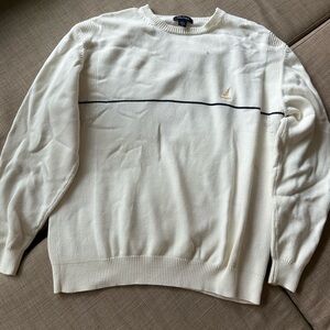 Nautica White Cotton Sweater (Size XL)